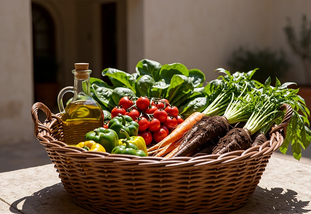 Cesta de verduras de mercado